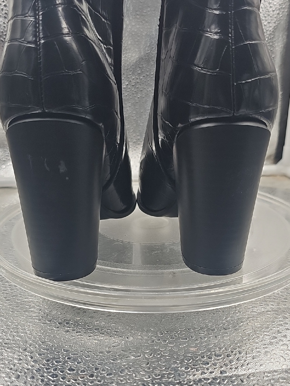 S Black Tight Fitting Qupid Heeled Boots Size 4 - Picture 4 of 7